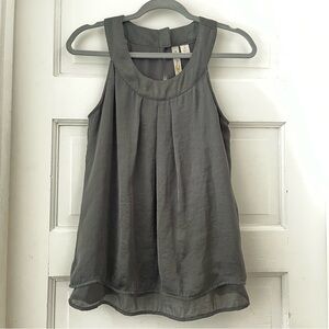 Adiva Gray Pleated Sleeveless Tank Top Size S